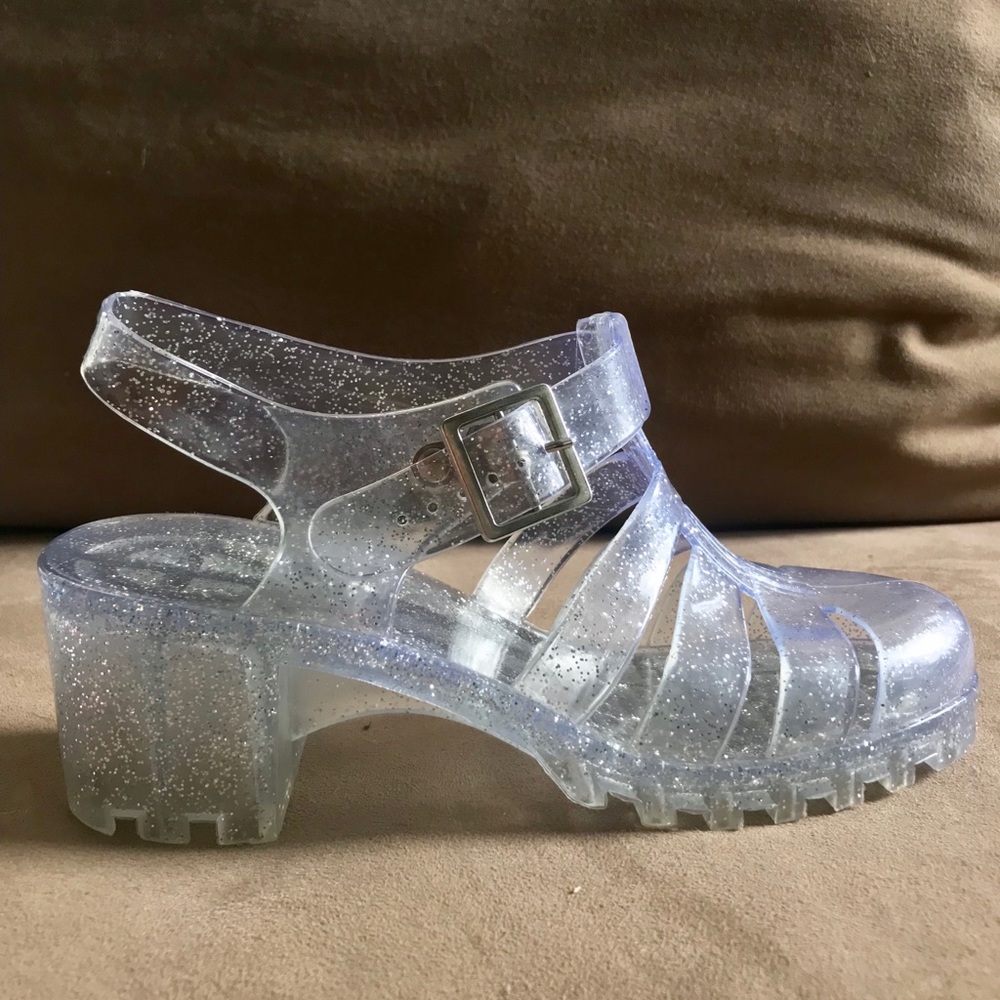 Vintage Clear Glitter Gel Sandals!